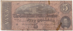 CONFEDERATE STATES OF AMERICA - CSA - 5 dolari 1863 VG-F- P-67 foto