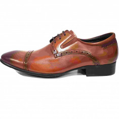 Pantofi eleganti barbati, din piele naturala, marca Eldemas, A507-381-02-24, maro, marime: 39 foto