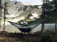 Hamac camping 290x130 cm pentru doua persoane, culoare gri foto