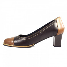 Pantofi dama, din piele naturala, marca Neno, 22413-01-02-71, negru cu maro, marime: 40 foto
