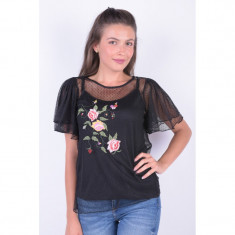 Bluza Vero Moda Layden Midi Embroidery Negru foto