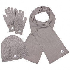 Set cadou pentru barbati, caciula, fular si manusi Adidas, gri deschis, ID1099 foto