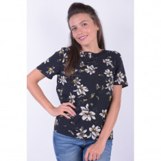 Bluza Flori Maneca Scurta Pieces Kimmie Negru foto