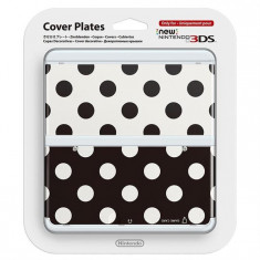 Carcasa Nintendo Official Cover Plate For New 3Ds Black &amp;amp; White Polkadots foto