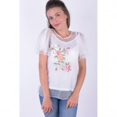 Bluza Vero Moda Layden Midi Embroidery Alb foto