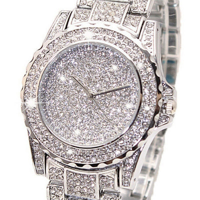 Ceas dama/barbati Iced Out + cutie cadou, cu pietricele Bling Diamond, unisex foto