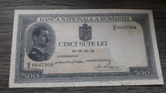 500 lei 1936 - Carol II - Bancnota rara Romania Regat! foto