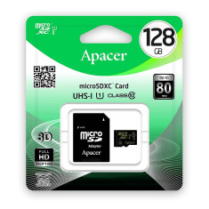 Card APACER microSDXC 128GB Clasas 10 UHS-I U1 cu adaptor SD foto