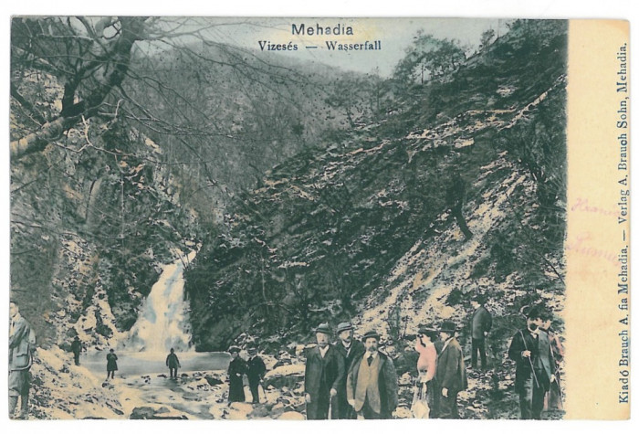 3999 - MEHADIA, Caras-Severin, Waterfall, Romania - old postcard - used