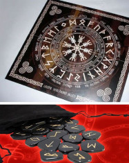 Placa divinatie+cadou set rune ametist,jasp rosu,cuart roz,hematit foto