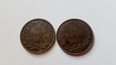 Lot 2 monede 10 bani 1867 Watt &amp;amp; Co + Heaton Romania - Piese de TOP Colectie foto