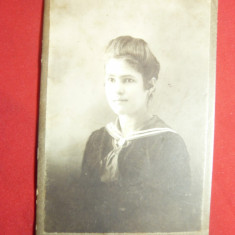 Fotografie veche cartonata - Fetita in costum de Marinar - Baia Mare