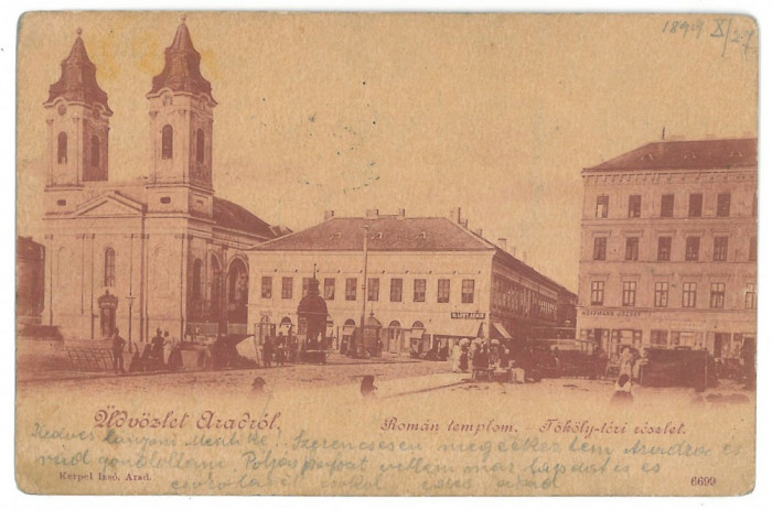 3964 - ARAD, Market, Romania, Litho - old postcard - used - 1899