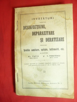 Al.Papiu si V.Panaitescu - Invataturi despre Desinfectiune ,Deparazitare si Dera foto