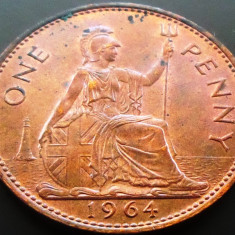Moneda 1 (ONE) PENNY - ANGLIA, anul 1964 *cod 2130 A.UNC - SUPER PATINA CAMEO
