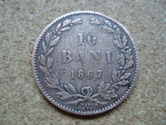 ROMANIA - 10 BANI 1867 WATT, CAROL I , L5.68 foto