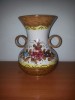 Vaza majolica ceramica veche handmade pictata manual floral cu doua manere marcata arta ceramica Venezia Italia