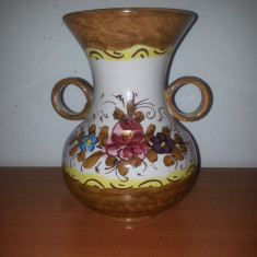 Vaza majolica ceramica florala marcata Venezia 20 cm