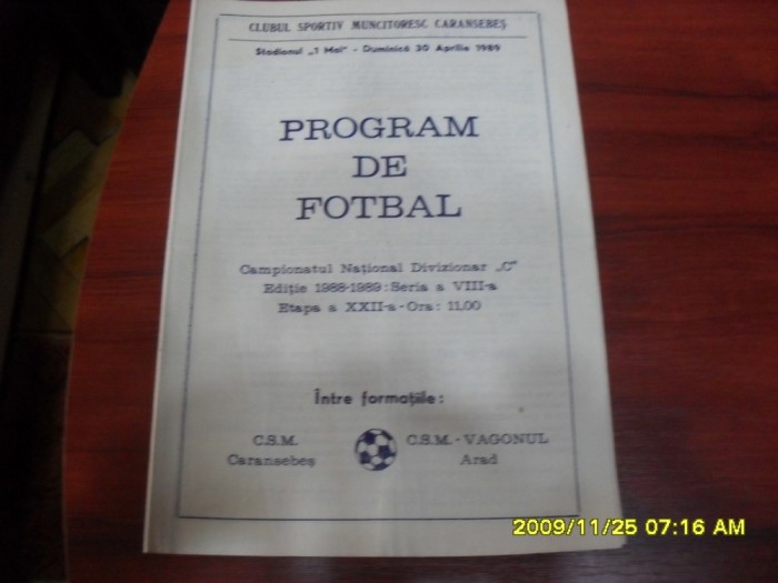 Program CSM Caransebes - Vagonul Arad