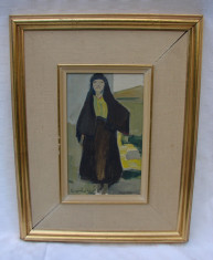 Pictura veche reprezentand o femeie evreica, datat 1928 foto