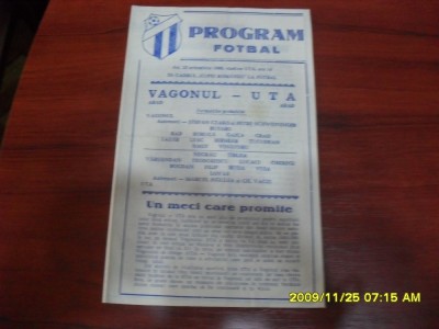 Program Vagonul Arad - UTA [cupa rom.] foto