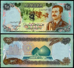 SV * Iraq / Irak 25 DINAR 1986 Saddam Hussein UNC foto