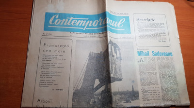 ziarul contemporanul 27 octombrie 1961-articol despre mihail sadoveanu foto