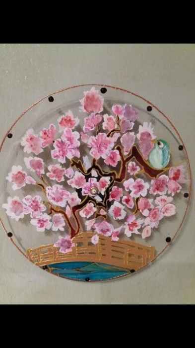 Ceas sticla pictata motive florale Shakura-livrare gratuita