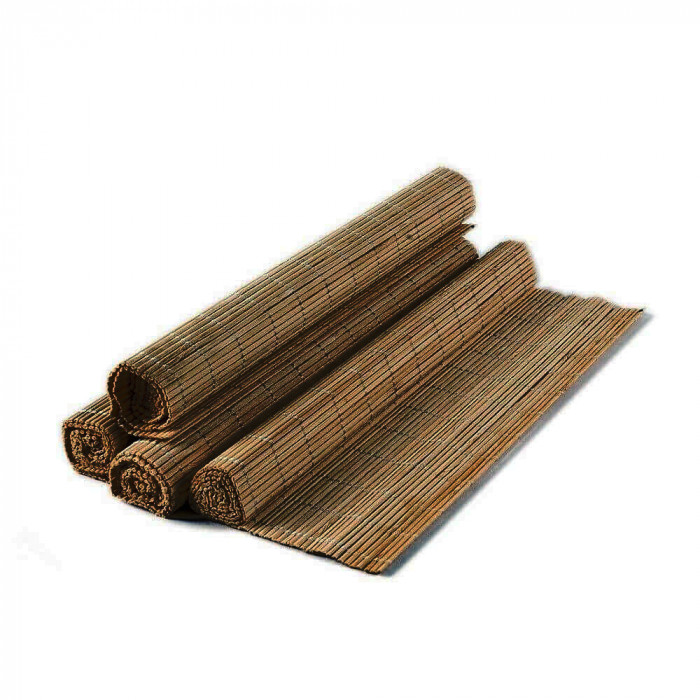 Suport Bambus Farfurii, 4 Buc/Set, 45x30 cm, Culoare Maro Inchis, Napron din Bambus, Napron Bambus pentru Farfurii, Suporturi pentru Farfurii, Set Pla