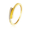Inel din aur galben 585 - umeri subțiri și strălucitori despărțiți, linie zirconii transparente - Marime inel: 58