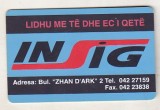 bnk card Cartele telefonice - Albania - Compania de asigurari INSIG - 50 impulsuri