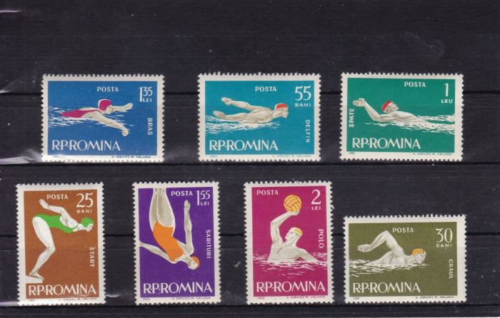 ROMANIA 1963 LP 561 SPORT - NATATIE SERIE MNH