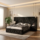 Pat Tapitat Iris Negru Cu Extensii Si Noptiere Tapitate Comandă acum