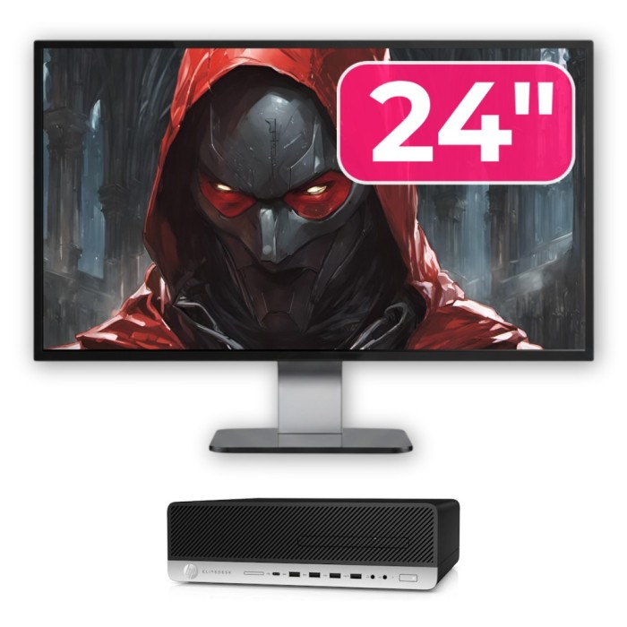 Pachet Calculator Second Hand HP ProDesk 800 G3 SFF, Intel Core i5-7500 3.40 - 3.80GHz, 16GB DDR4, 500GB SSD + 1TB HDD, DVD-ROM + Monitor 24&amp;quot; New