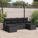 Cumpara ieftin Set de canapele pentru grădină cu pernă 6 pcs Negru Rattan poli