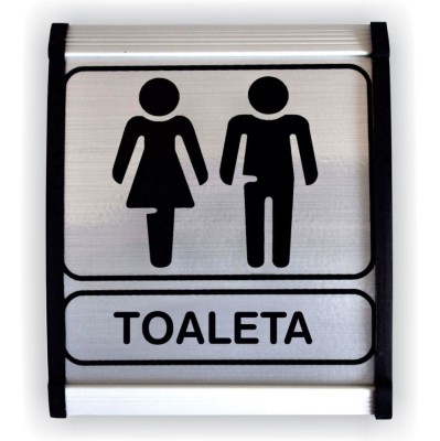 Indicator semnalizare Toaleta mixta, aluminiu, 12 x 10 cm foto