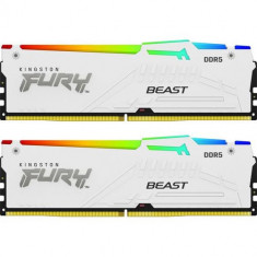 Memorii Kingston FURY Beast RGB White, 32 GB (2x16GB), DDR5, DIMM, 6400 MHz, CL32, EXPO