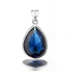 Pandantiv argint 925, JW1292, model elegant cu piatra albastra, placat cu rodiu