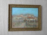 TABLOU VECHI SEMNAT. ULEI PE LEMN - PEISAJ URBAN. 41X50 CM-238177