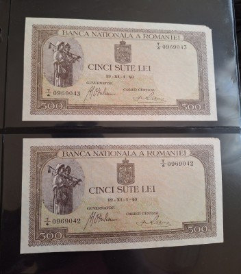 Romania 500 lei 01.11.1940 consecutive foto