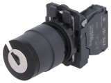 Comutator rotativ cu cheie 22mm 2 NO negru XB5AG21