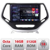 Navigatie Jeep Cherokee 2014-2019 Edotec Kit-248 8 core QLED 2K 16+512 360 Android Waze USB Navigatie Internet Youtube Radio CarStore Technology