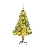 Cumpara ieftin Brad Crăciun artificial, 150 LED/globuri/zăpadă pufoasă, 120 cm
