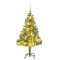 Brad Crăciun artificial, 150 LED/globuri/zăpadă pufoasă, 120 cm