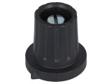 Buton rotativ cu flanșă și indicator plastic 6mm negru