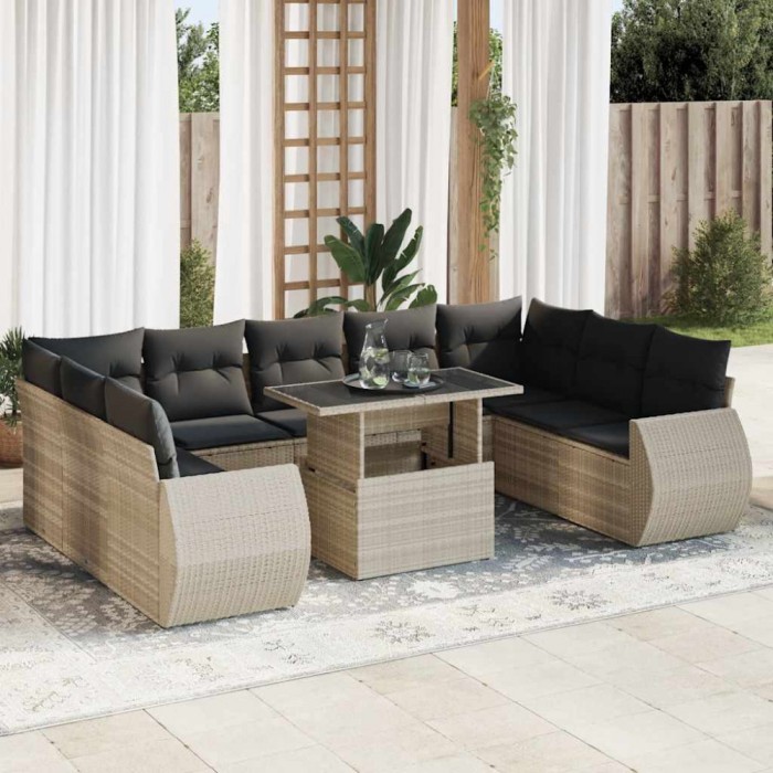 Gossi set canapele de gradina cu perne 10 piese gri deschis poliratan
