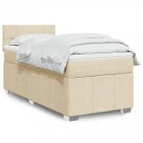 VidaXL Pat box spring cu saltea, crem, 80x200 cm, textil