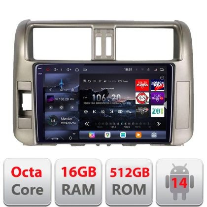 Navigatie Toyota Prado 2010-2013 Edotec Kit-347 8 core QLED 2K 16+512 360 Android Waze USB Navigatie Internet Youtube Radio CarStore Technology