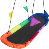 Leagan tip hamac 167x75 cm, cu rama metalica si steaguri colorate, prindere dubla, multicolor Household NewTrend