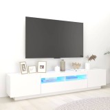 Comodă TV cu lumini LED, alb, 200x35x40cm